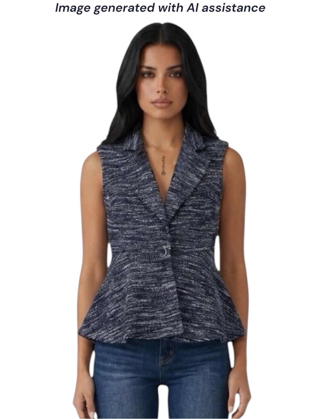 W by Worth size 4 navy woven peplum vest